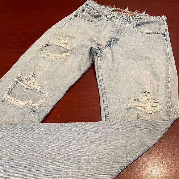 Vintage Silver Tab Levi’s Men’s size 31x34 hand bleached and torn